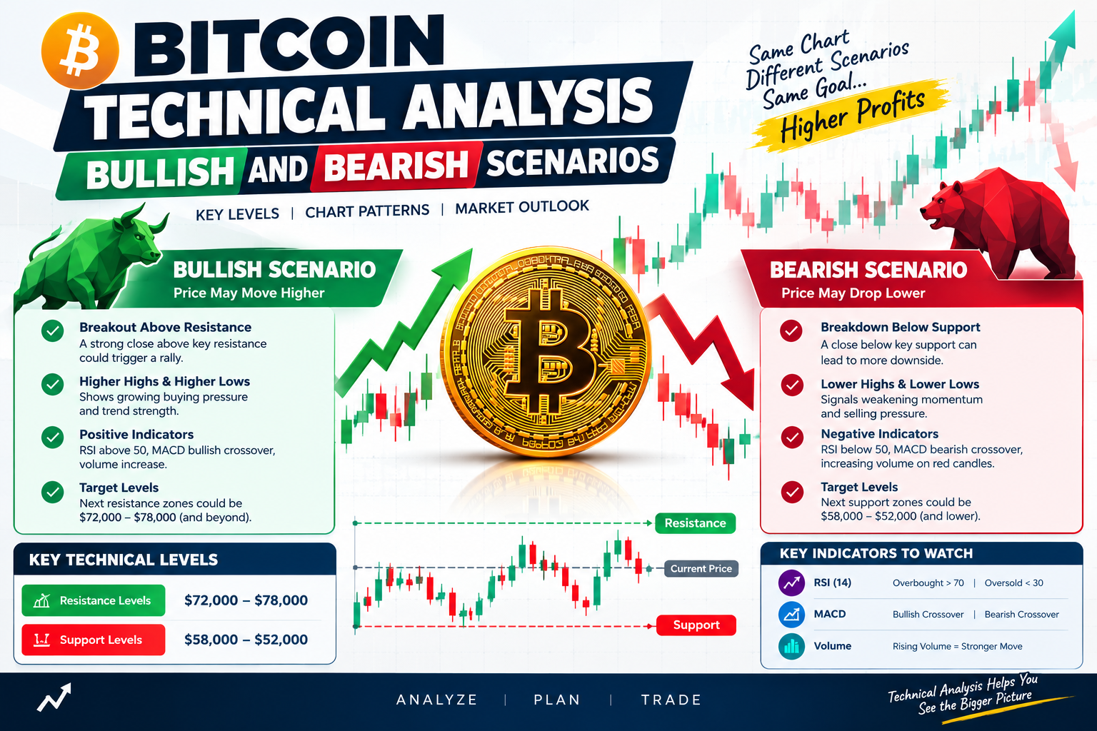 Bitcoin Technical Analysis Bullish and Bearish Scenarios